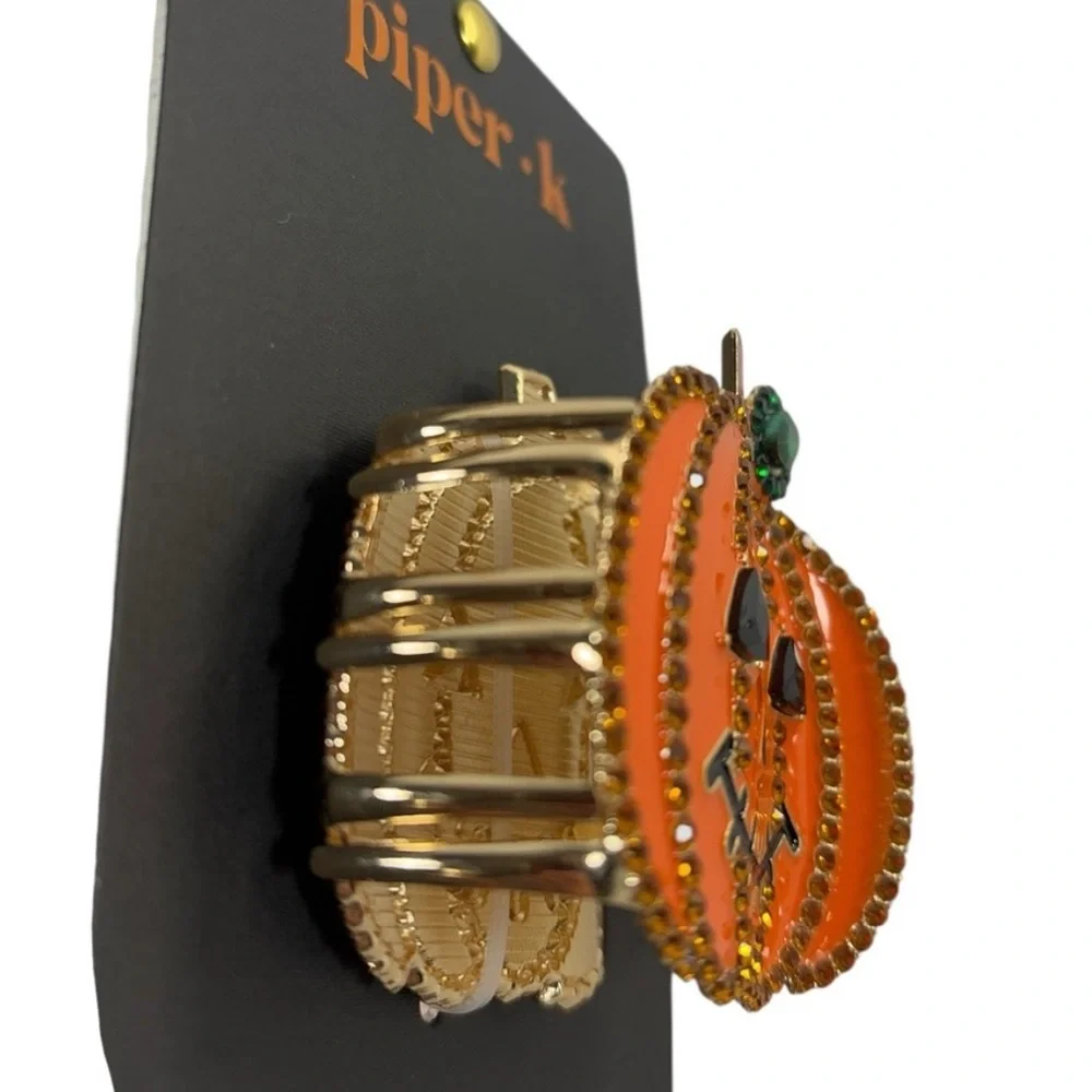 NWT ⚜️🎃⚜️ Piper K Adorable Jack o Lantern Pumpkin Hair Claw Clip